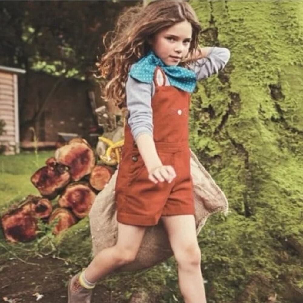 Mini Boden's colab Ronald Dahl Corduroy Fantastic Fox Overalls girl's 7-8 EUC
